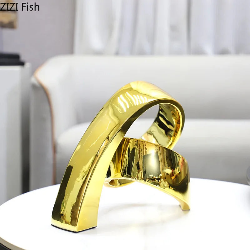 Afralia™ Twisted Circular Ring Sculpture Desk Decoration | Abstract Room Aesthetics Décor