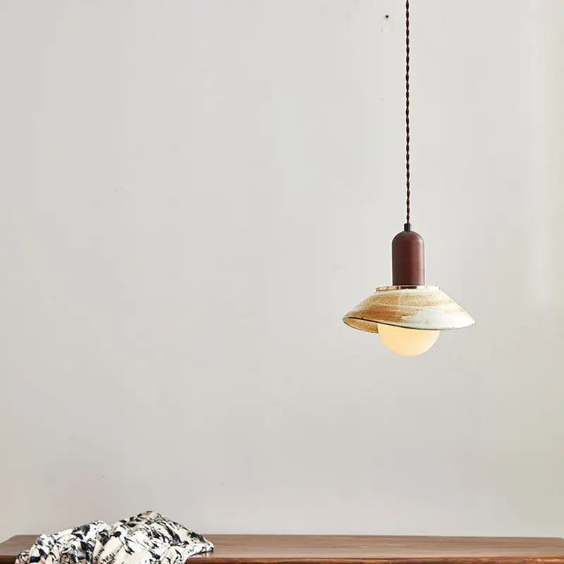 Afralia™ Ceramic Pendant Lamp Wabi-Sabi LED Hanging Light Vintage Bedroom Living Room
