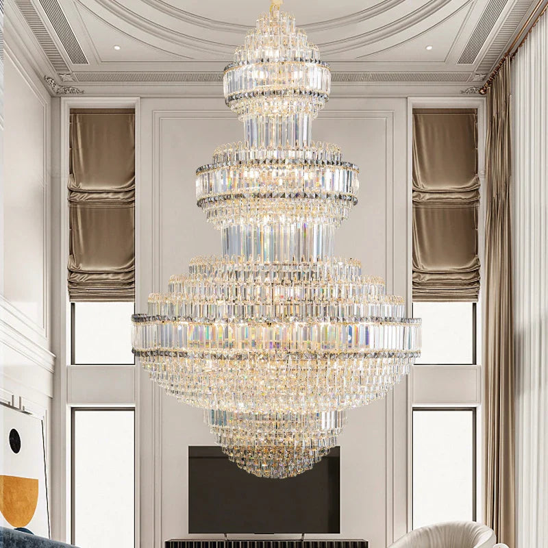 Afralia™ Crystal Villa Chandelier: Luxe European Duplex Hall Lighting - Elegant Living Room Decor