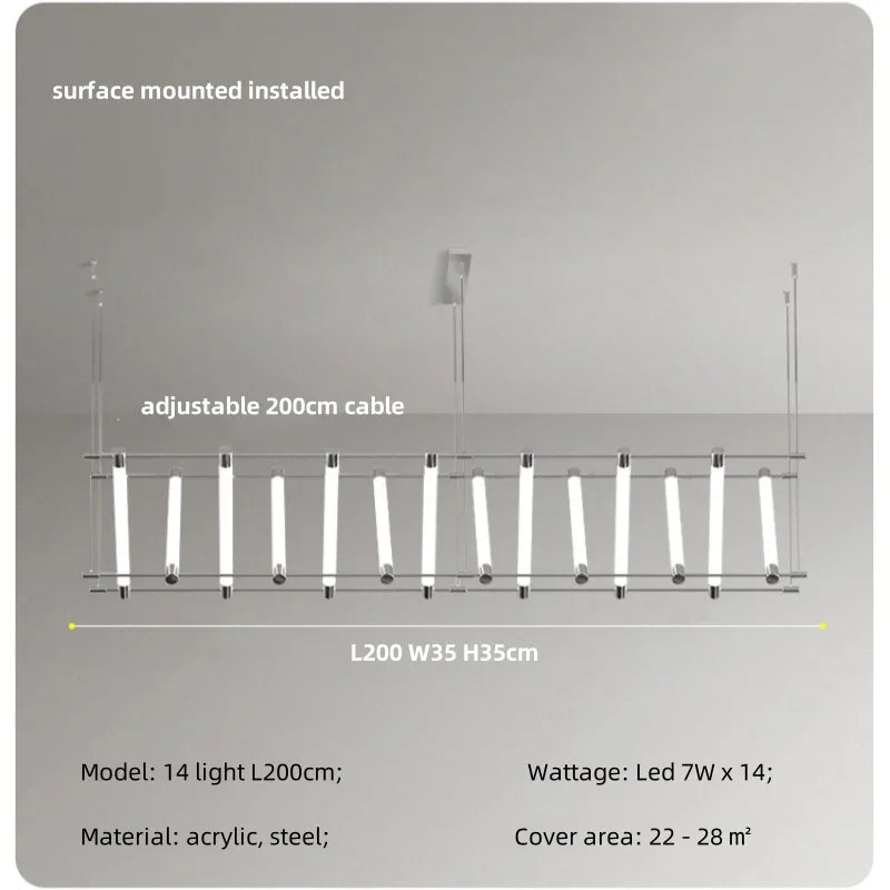 Afralia™ Modern Steel Bar LED Pendant Lights for Kitchen Island, Minimalist Acrylic Hanging Lamp Fixture