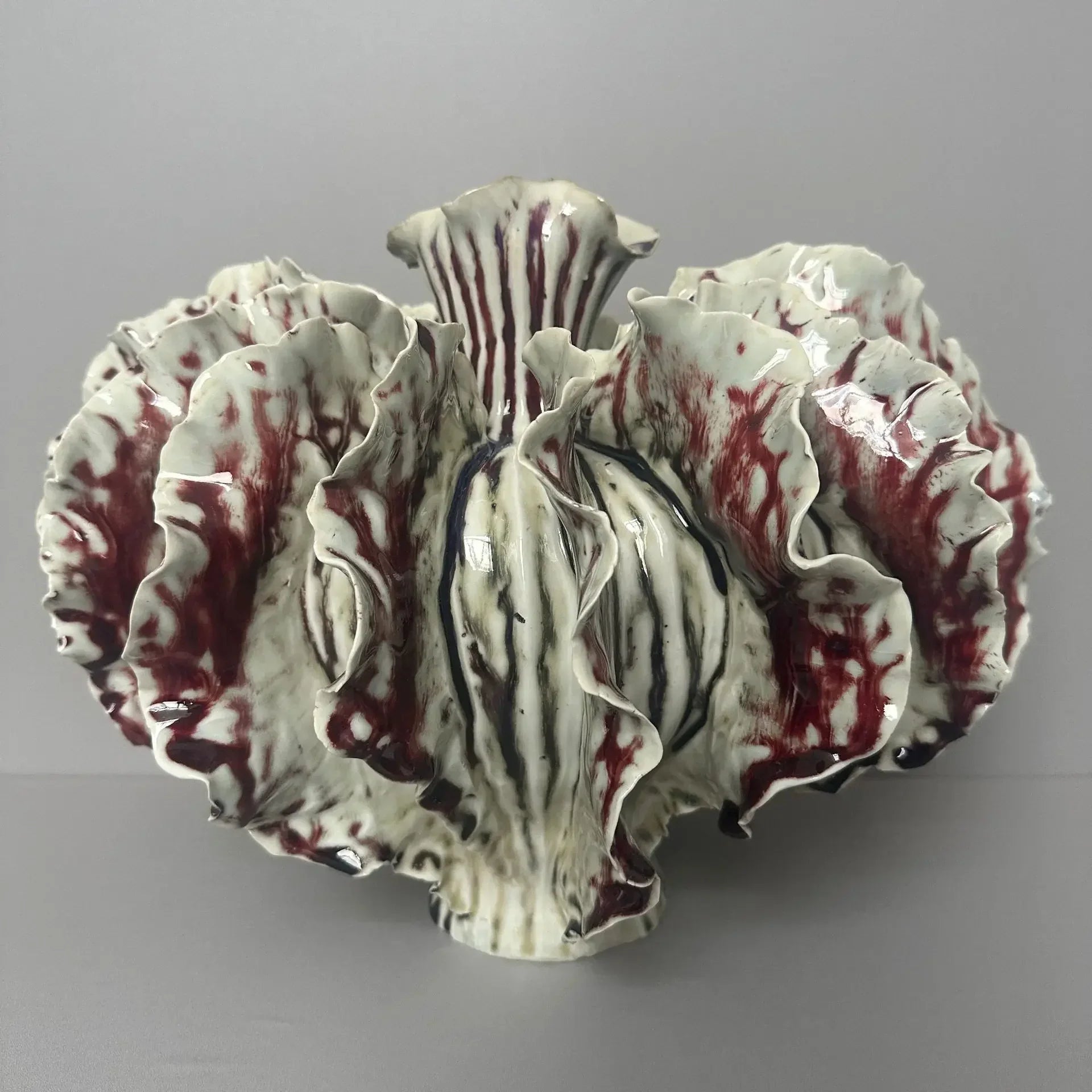 Afralia™ Handmade Ceramic Bud Vase Home Decor Flower Petal Irregular Fold Ornament