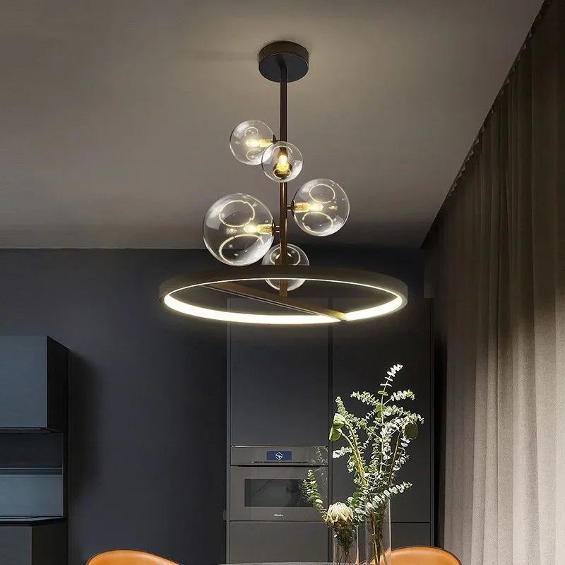 Afralia™ Glass Ball Chandelier: Designer Dining Table Bubble Lamp for Indoor LED Lighting