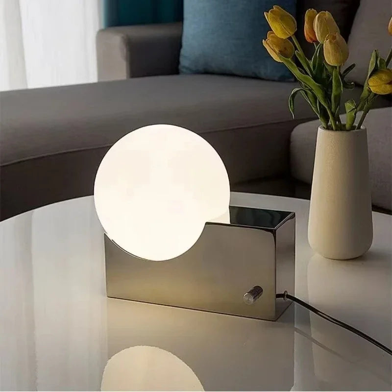 Afralia™ Metal Table Lamp with Glass Ball - LED Desk Light