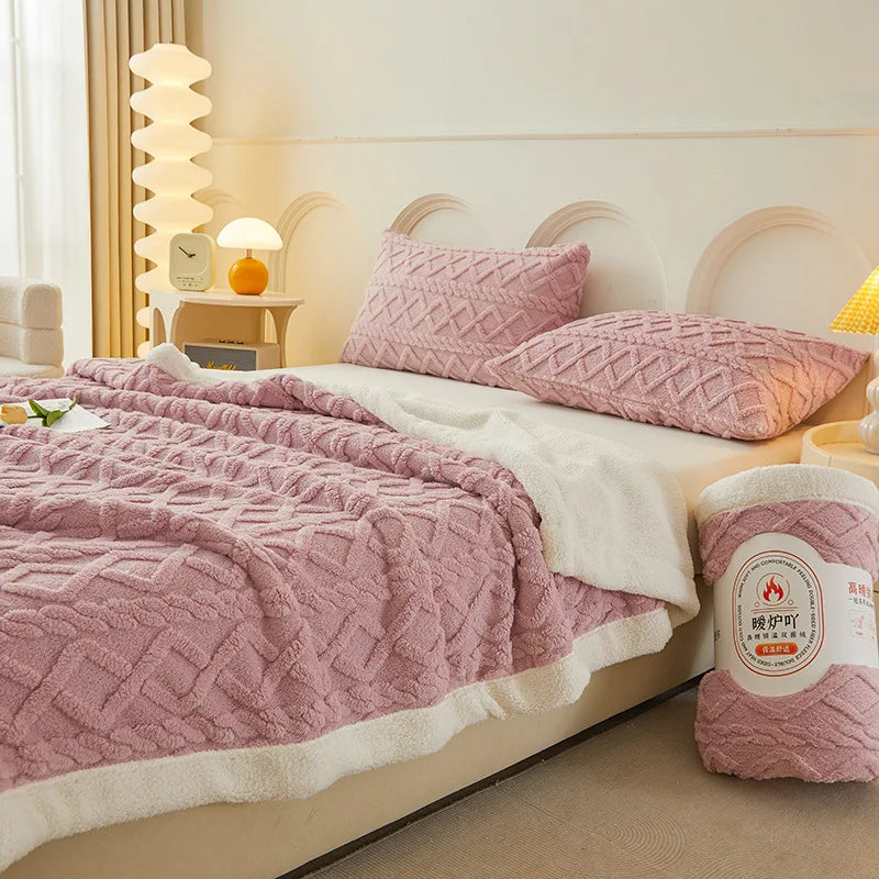 Afralia™ Plush Taffeta Jacquard Blanket | Multi Functional Soft Bedspreads for Bedrooms