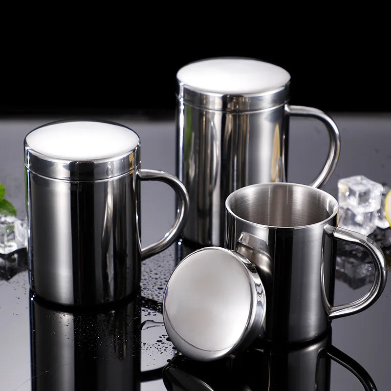 Afralia™ Double Wall Stainless Steel Coffee Mug for Home & Travel