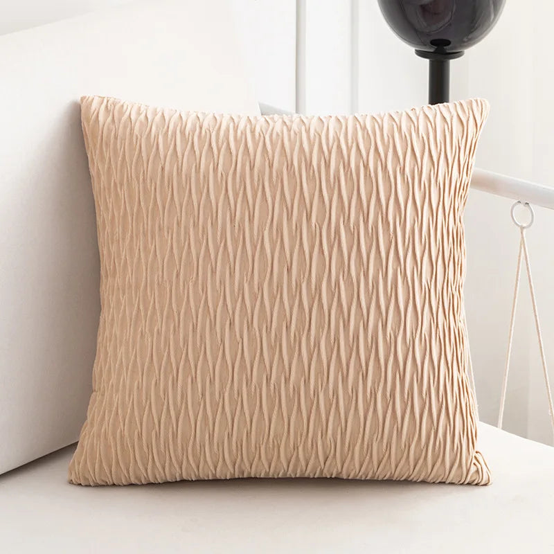 Afralia™ Velvet Striped Pleated Square Pillowcase