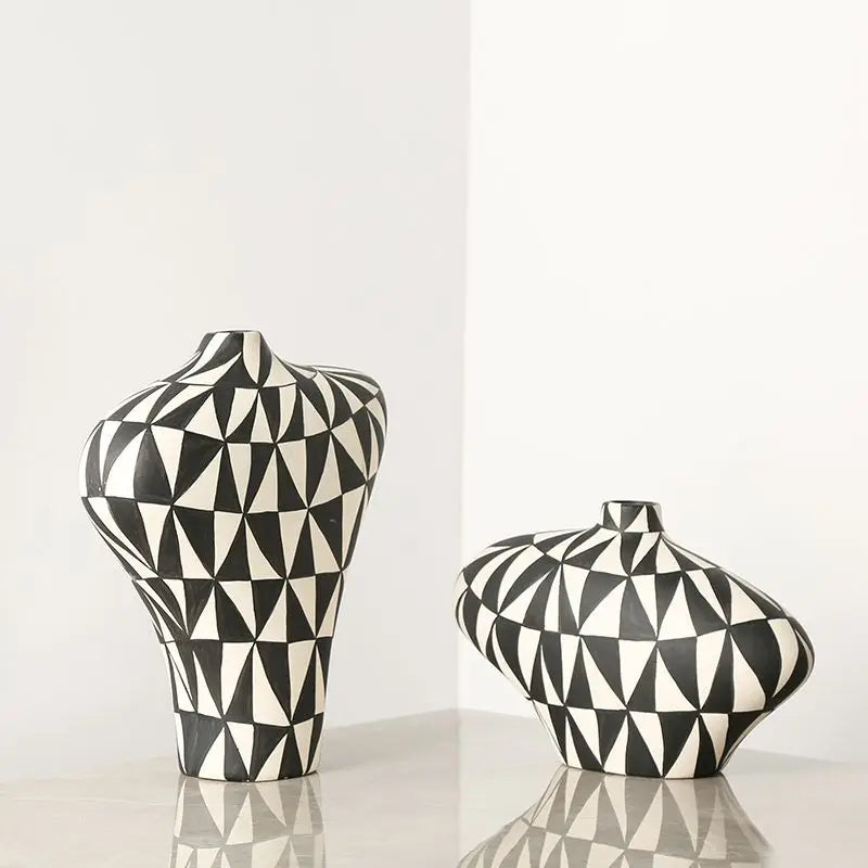 Afralia™ Geometric Diamond Ceramic Vase for Home Decoration and Flower Arrangement