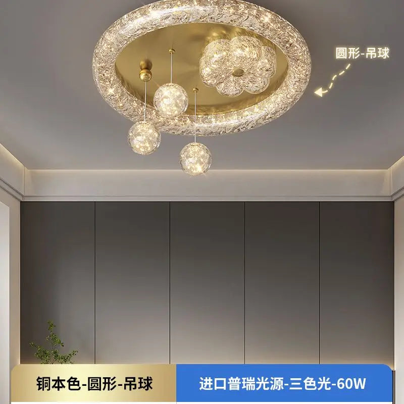 Afralia™ Nordic Luxury Copper Golden Ceiling Light for Modern Dining Room Lighting