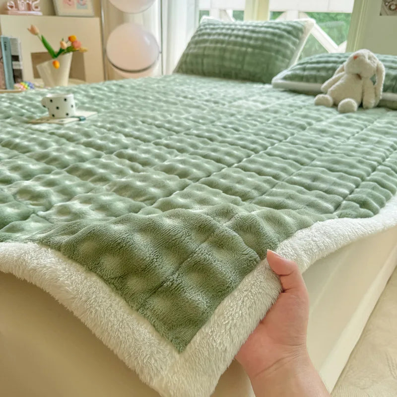 Afralia™ Cozy Faux Rabbit Fur Quilted Mattress: Super Soft Warm Tatami Mat for Home