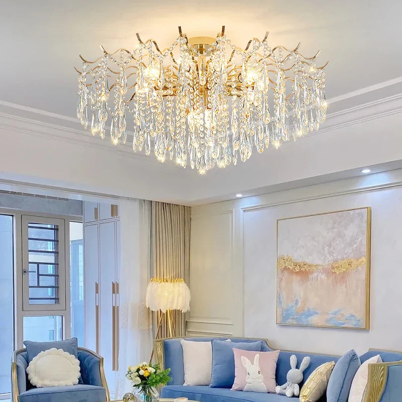 Afralia™ Elegant Crystal Chandelier for Living Room, Dining Room, Bedroom, Villa Hall