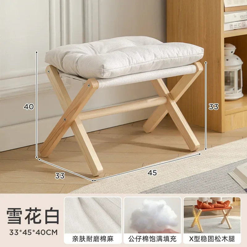 Afralia™ Solid Wood Low Stool for Living Room, Sofa, Balcony, Tatami, Shoe chairs