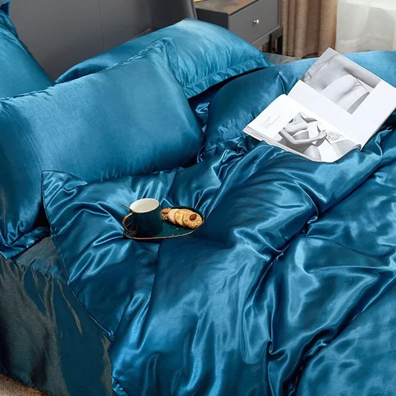 Afralia™ Nordic Silk Comforter Cover Set for Single Double, Smooth & Skin Friendly