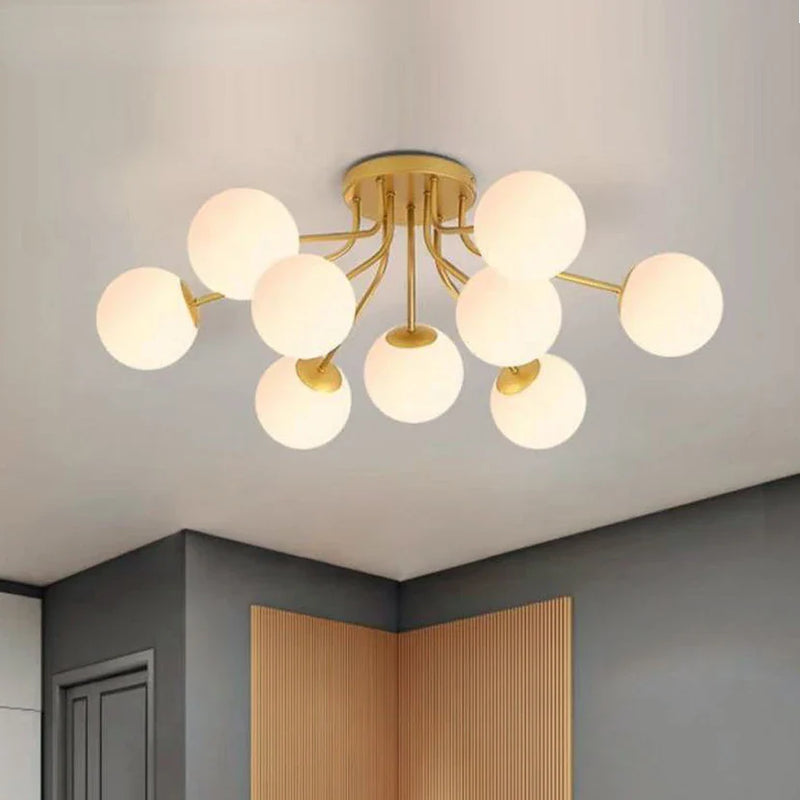 Afralia™ Glass Ball Ceiling Chandelier Pendant Lamp for Modern Living Bedroom