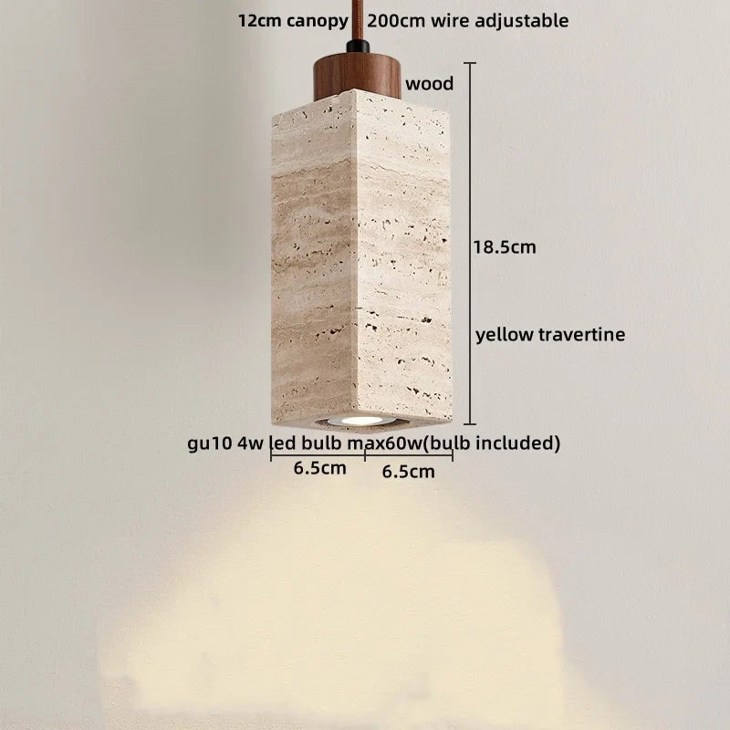 Afralia™ Yellow Travertine LED Pendant Light: Modern Nordic Hang Lamp with White Glass