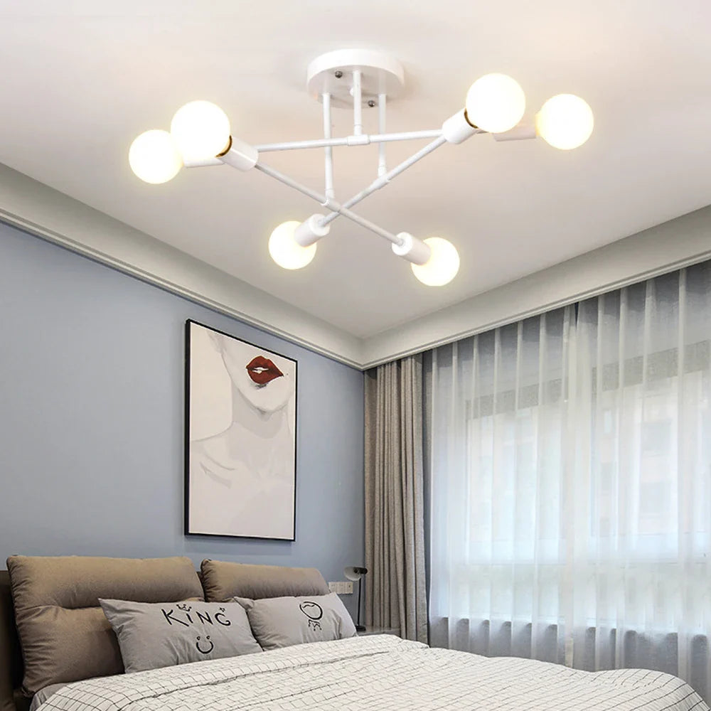 Afralia™ Vintage Wrought Iron Chandelier for Living Room - Industrial Loft Ceiling Lighting