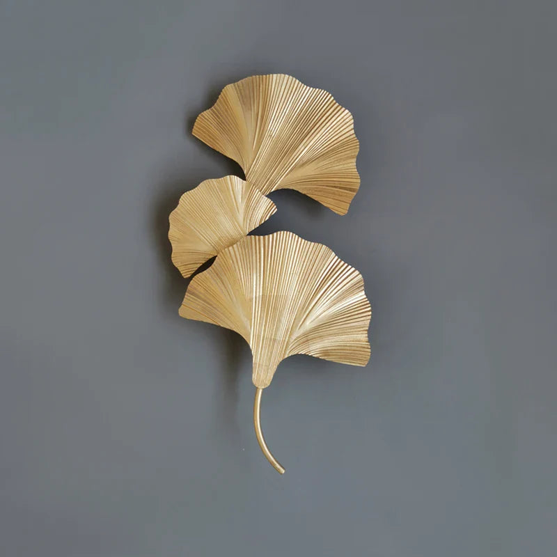 Afralia™ Ginkgo Leaf Gold Wall Lamp for Hotel Bedroom and Corridor
