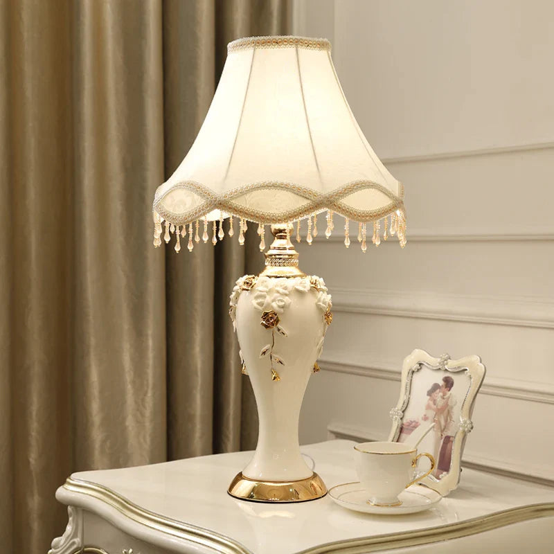 Afralia™ European Style Flower Ceramic Table Lamp for Living Room and Bedroom