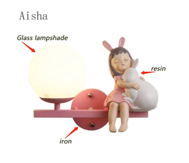 Afralia™ Children's Room Bedside Lamp: Creative Cartoon Eye Protection Led Wall Art Sconce