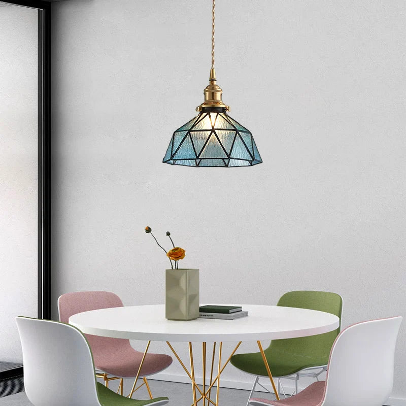 Afralia™ Blue Glass LED Pendant Light Fixture - Nordic Modern Hang Lamp