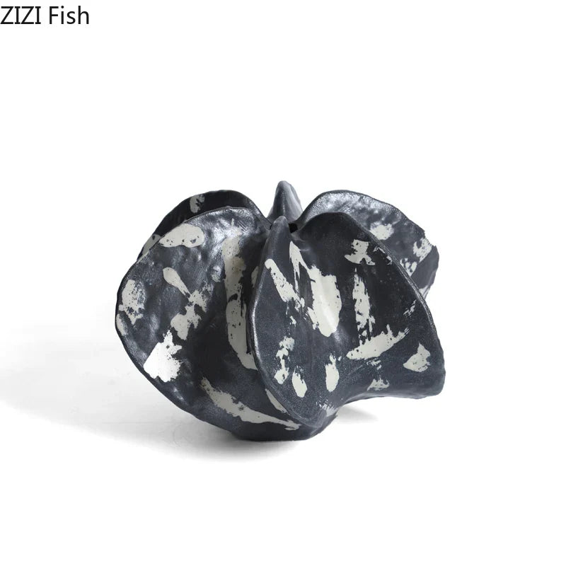 Afralia™ Black Starfruit Coral Vase Resin Desk Decor Modern Floral Room Aesthetic