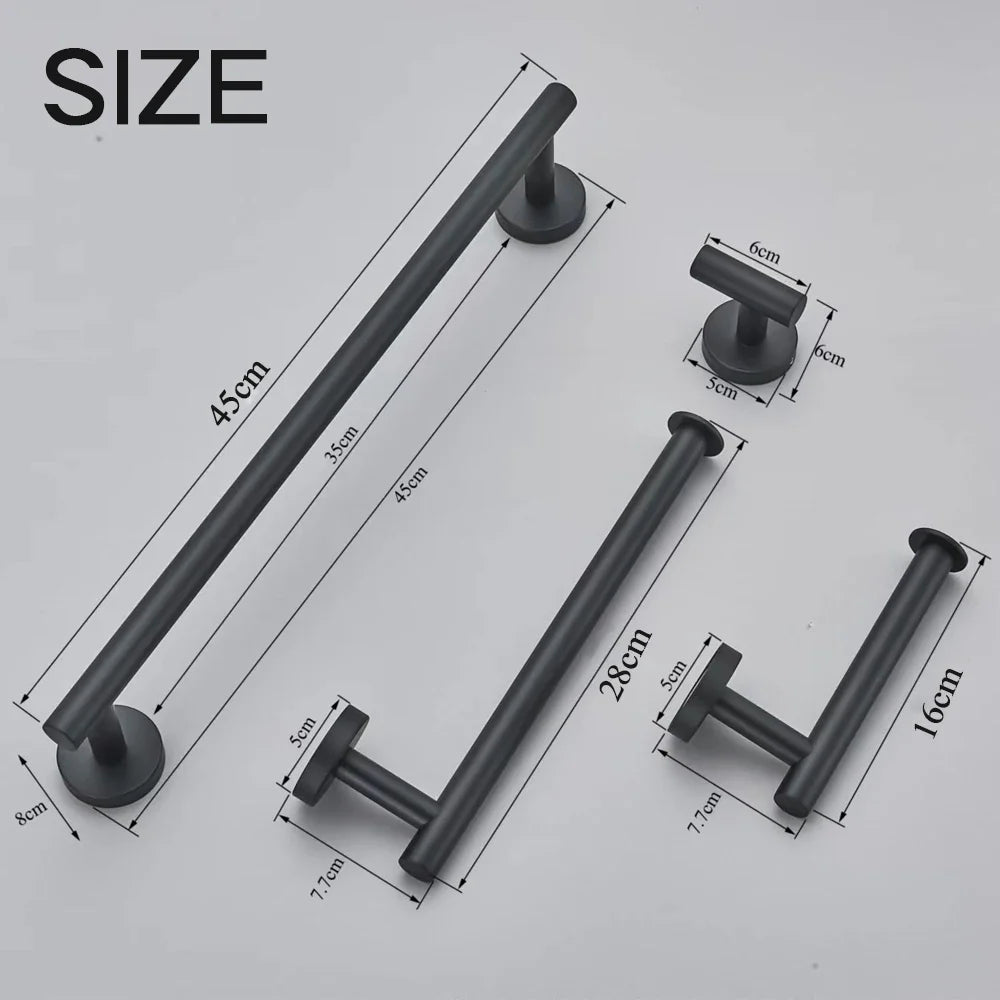 Afralia™ Brushed Gold Bathroom Accessories Set: Towel Rail, Paper Holder, Hook, Stainless Steel