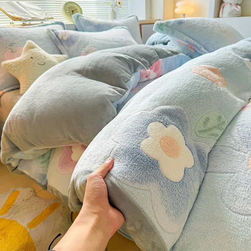 Afralia™ Snowflake Velvet Single Duvet Cover | Cozy Winter Bedding