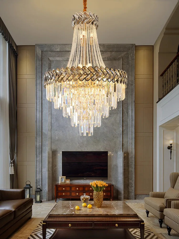 Afralia™ Crystal Chandelier: Modern European Duplex Villa Living Room Luxury Hollow Stair Light