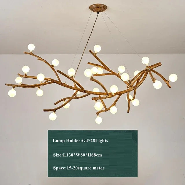 Afralia™ Retro LED Chandelier: Tree Branch Art Ceiling Pendant Lights for Living Bedroom