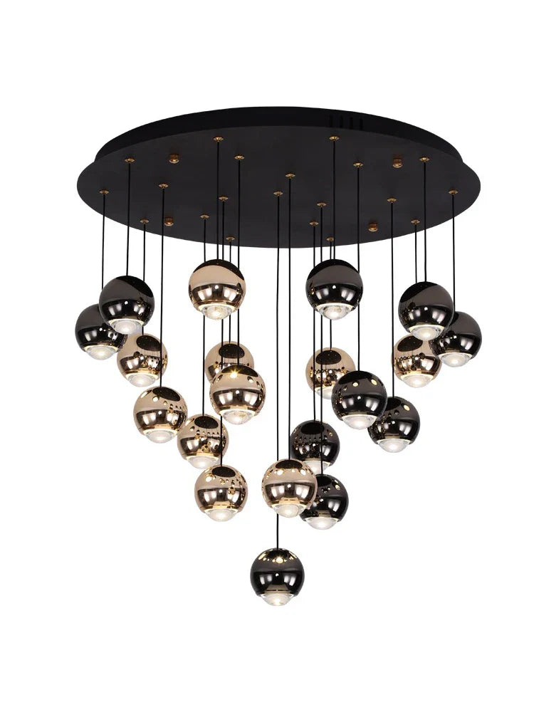 Afralia™ Crystal Ball Pendant Light for Modern Living Room, Black & Gold Luxury Fixture