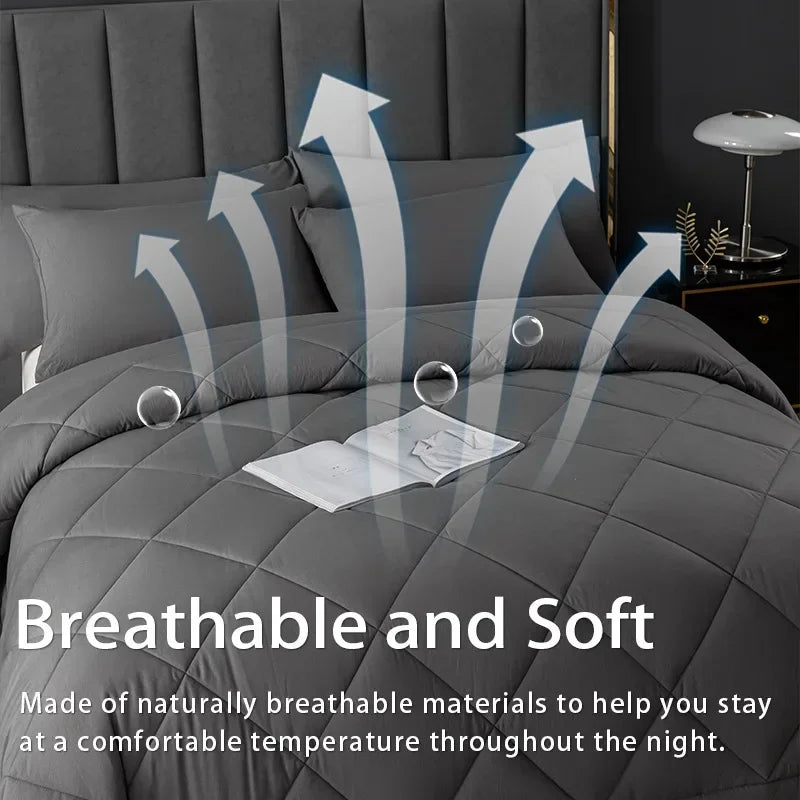 Afralia™ Cozy Quilt Set: Soft & Breathable Queen/King Size Comforter with Duvet & Pillowcase