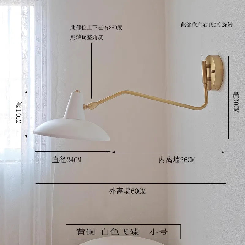 Afralia™ Copper Swing Arm Wall Lamp LED E27 Retro Telescopic Bedside Living Room