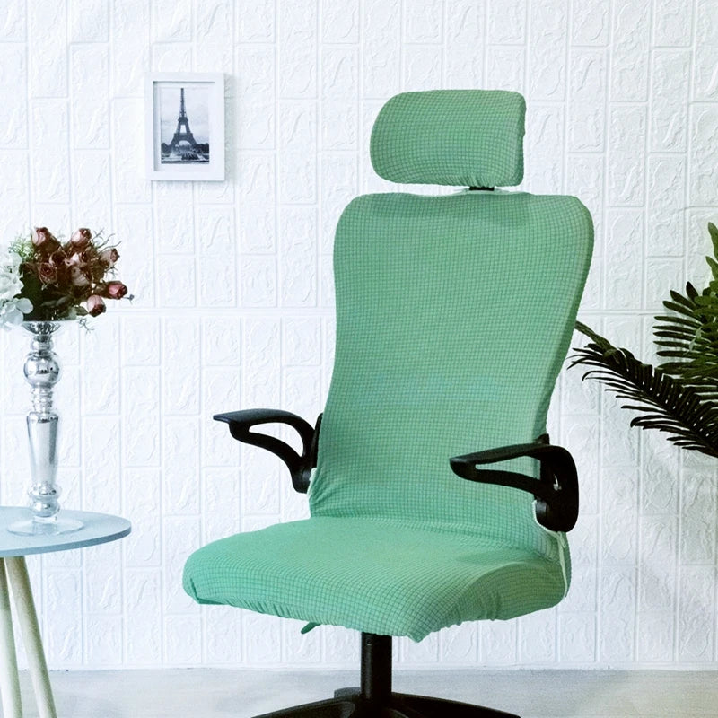 Afralia™ Waffle Grid Chair Cover | Solid Color Fleece Seat Case | Waterproof & Stretch_office Home Chair Protector