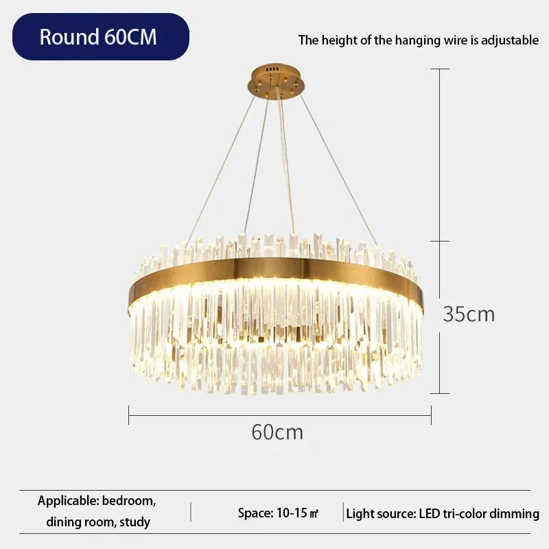Afralia™ LED Crystal Chandelier Pendant Lamp for Modern Living Room Lighting Fixtures