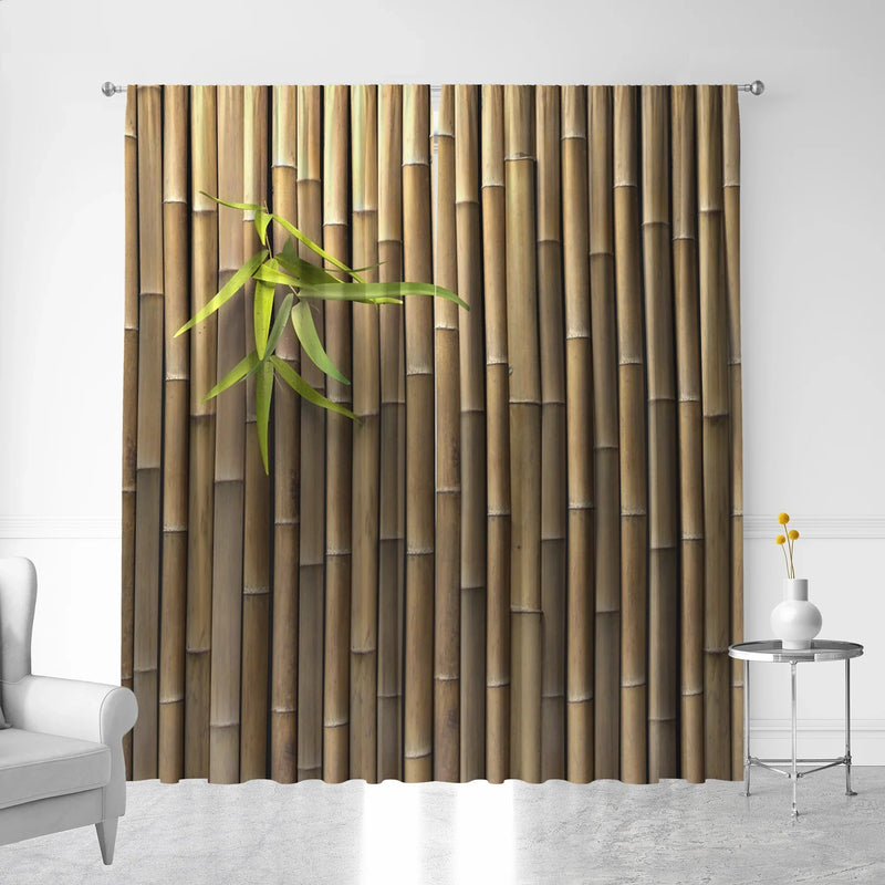 Bamboo & Wooden Board Art Curtains, Modern Printed Window Drapes, Afralia™ Home Decor