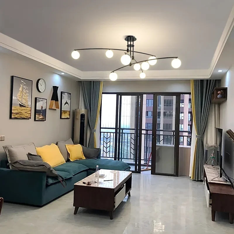 Afralia™ Modern Minimalist Chandelier: Iron Art Hanging Light Fixture for Living Room, Bedroom - G9LED