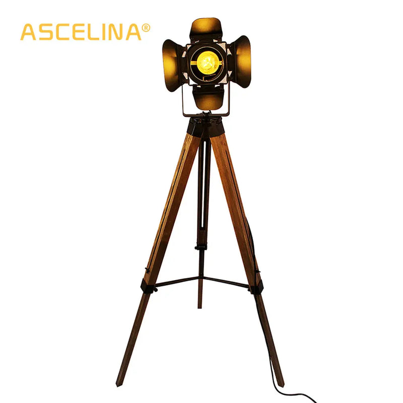 Afralia™ Tripod Wood Floor Lamp with Adjustable Height and Stylish Lampshade