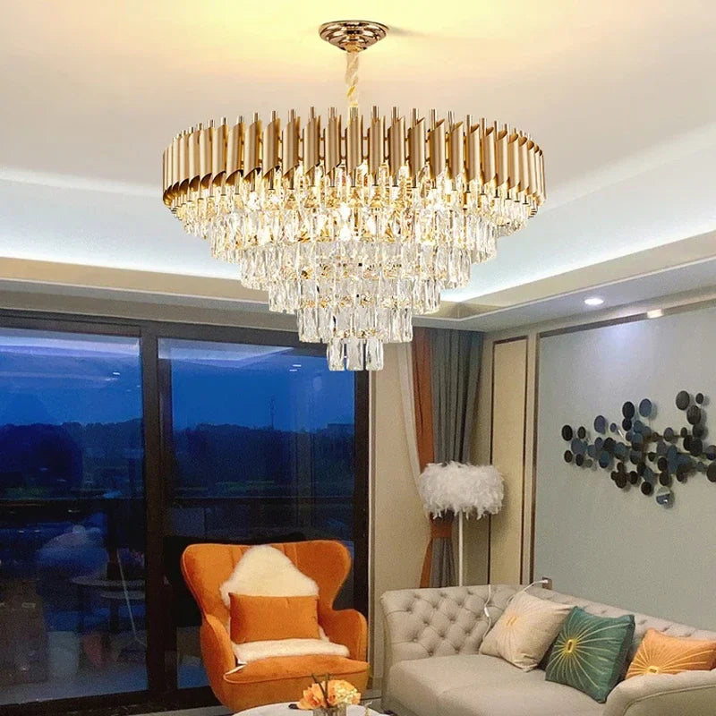 Afralia™ Crystal LED Pendant Chandelier: Modern Luxury Living Room Dining Lighting Fixture