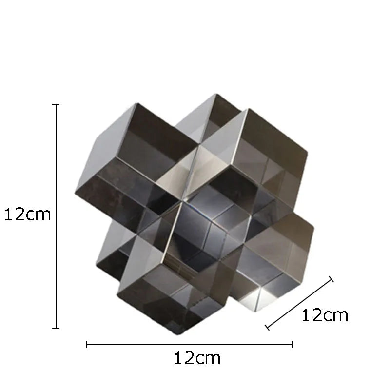 Afralia™ Cross Crystal Geometric Glass Sculpture Desk Decoration Frosted Square Statue