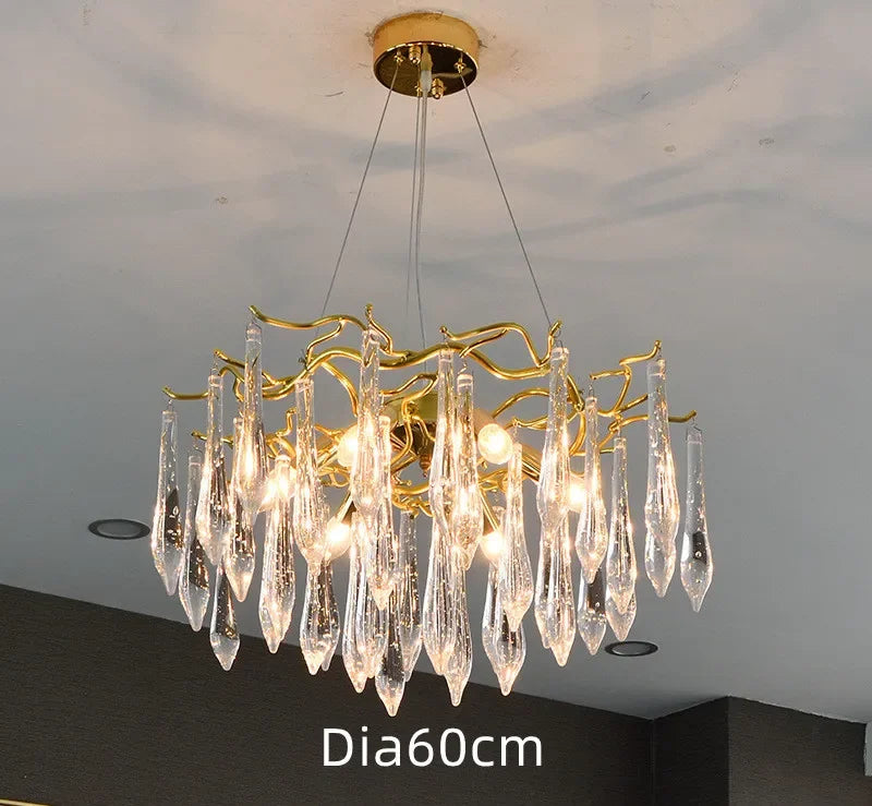 Afralia™ Gold LED Branch Chandelier for Living Room, Bedroom, Hotel - Modern Luxury Aluminum Pendant Light