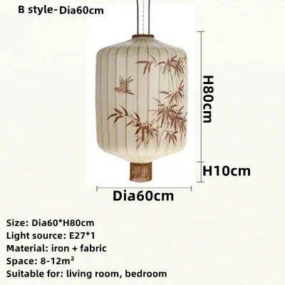 Afralia™ Bamboo Lantern Pendant: Handmade Fabric Shade for Elegant Hotel and Restaurant Lighting