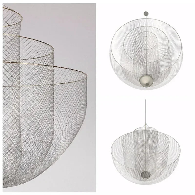 Afralia™ Metal Grid Pendant Lights: Modern Nordic Design LED Chandeliers for Dining Restaurant