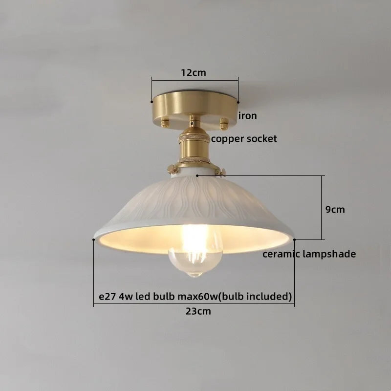 Afralia™ LED Copper Ceramic Ceiling Light for Home Indoor Modern Lighting