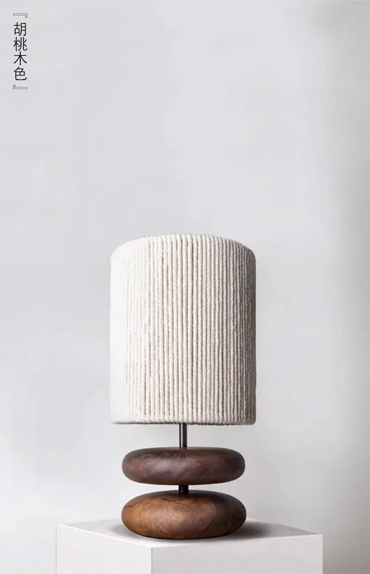 Afralia™ Walnut Wood Color Bedside Table Lamp - Solid Wood Living Room Study Retro Square Lamp