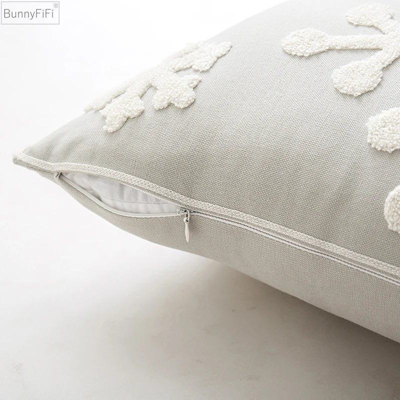 Snowflake Embroidery Cotton Pillow Cover 45x45cm by Afralia™