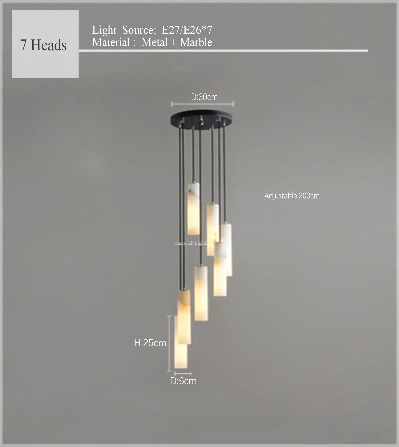 Afralia™ Nordic Marble Pendant Light Adjustable Loft Lighting for Bedroom Hall Restaurant