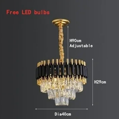 Afralia™ Black Crystal Chandelier: Modern Luxury LED Lighting for Living Room, Bedroom