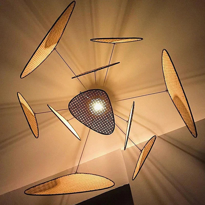 Afralia™ Rattan LED Chandelier Pendant Light for Living, Dining, Bedroom Decor