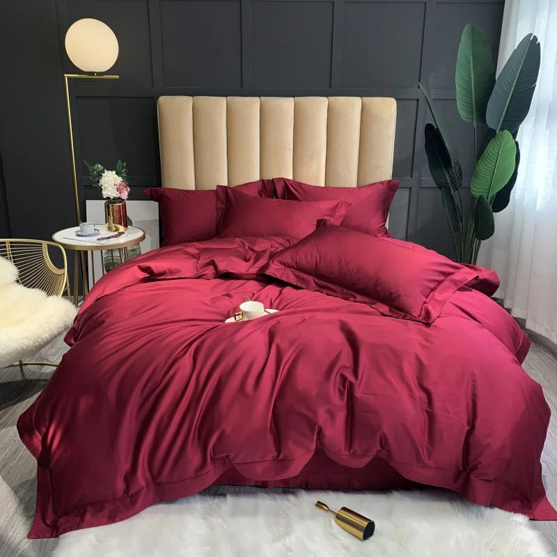 Afralia™ Luxury 1000TC Egyptian Cotton Bedding Set in Soft Silky Solid Color