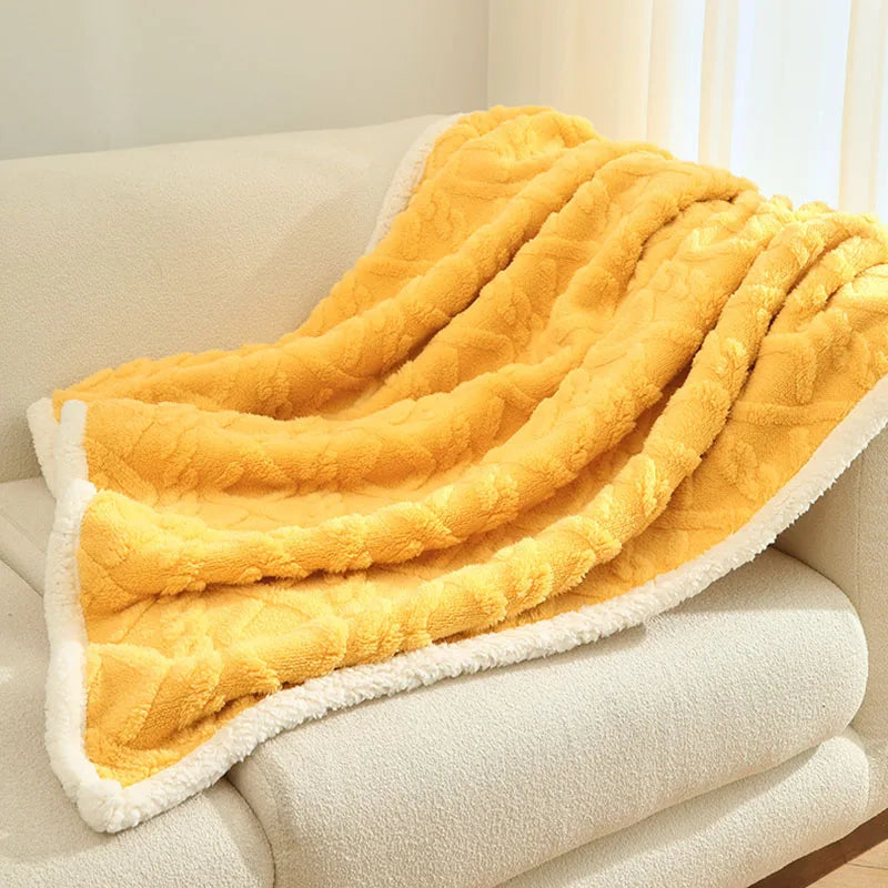 Afralia™ Taffeta Velvet Jacquard Blanket: Luxe, Warm, Skin-Friendly for Office, Sofa