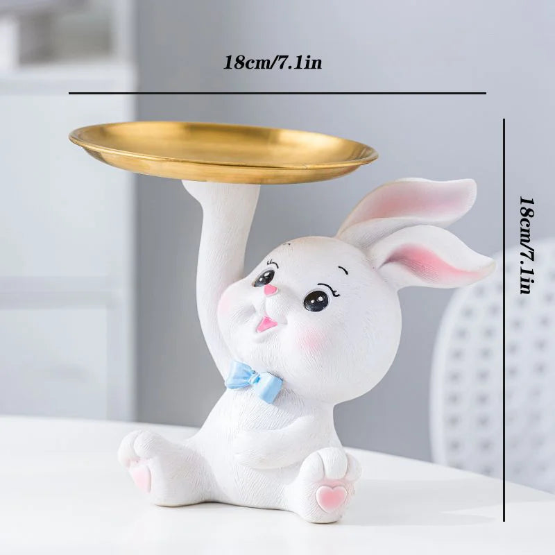 Afralia™ Rabbit Figurine Bunny Ornament Home Decor Animal Statue Modern Sculpture Shelf